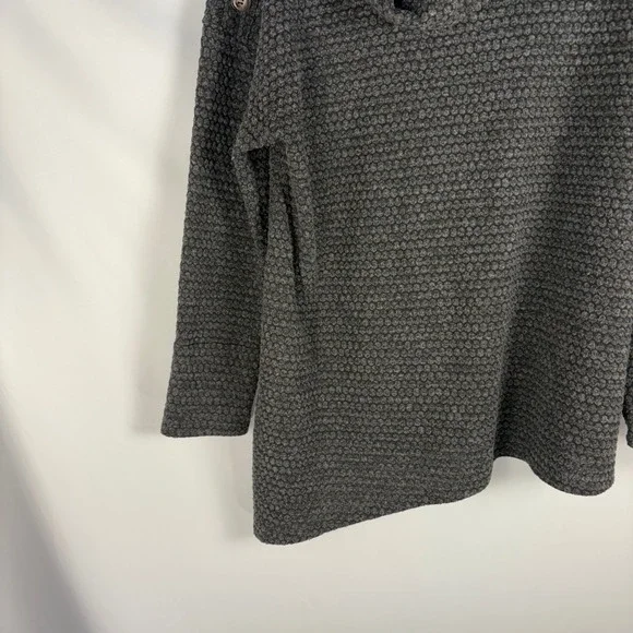 New York Laundry Women's Gray Textured Cowl Neck Tunic Top Button Detail L - Picture 8 of 12